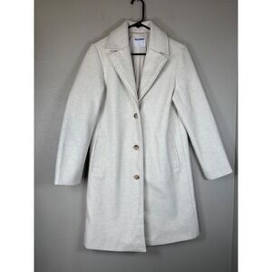 Old Navy Womens Small Car Coat Cream Oatmeal Soft Brushed Notched Lapel